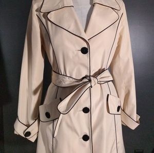 Black and cream trench coat